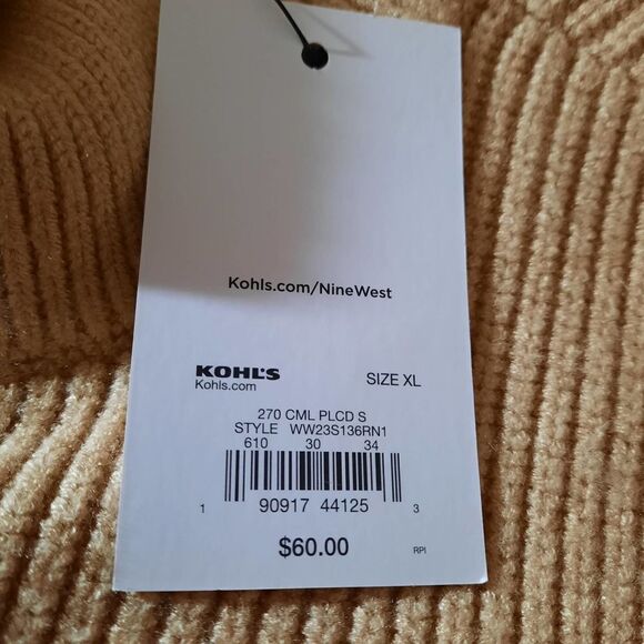 Nine West Sequin Striped Half Zip Mock Neck Pullover Sweater - XL - Picture 6 of 8